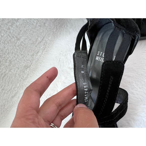 Stuart Weitzman Black Velvet T-Strap Heels Size 8M - Picture 4 of 12